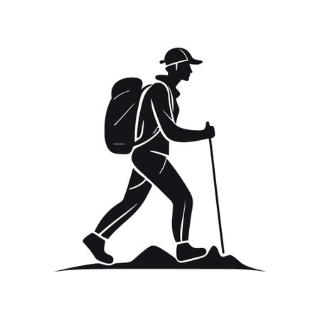 Hiking outdoor adventure logo, Hike Vector templateのイラスト素材