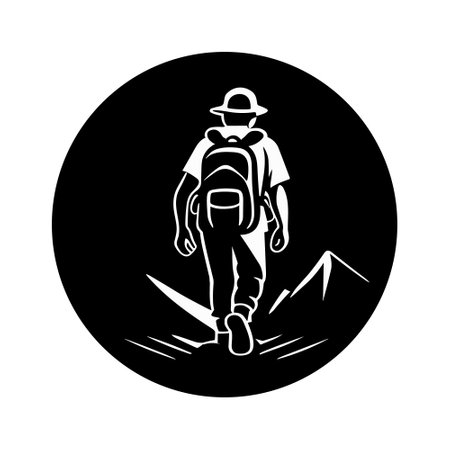 Hiking outdoor adventure logo, Hike Vector templateのイラスト素材