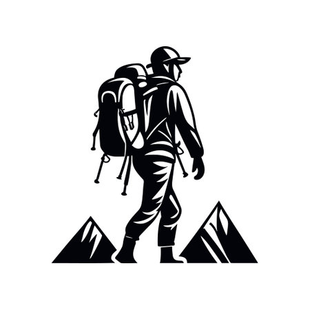 Hiking outdoor adventure logo, Hike Vector templateのイラスト素材