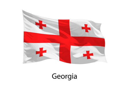 3d realistic Waving flag of Georgia Isolated. Template for iposter designのイラスト素材