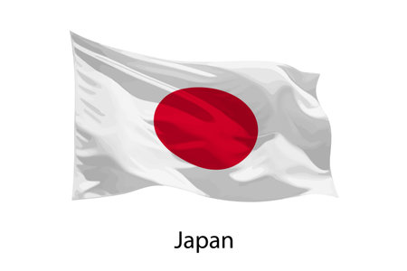 3d realistic Waving flag of Japan Isolated. Template for poster designのイラスト素材