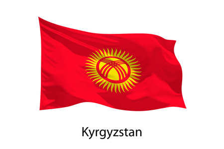 3d realistic Waving flag of Kyrgyzstan Isolated. Template for poster designのイラスト素材