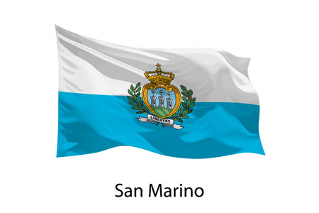 3d realistic Waving flag of San Marino Isolated. Template for iposter designのイラスト素材