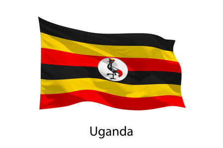 3d realistic Waving flag of Uganda Isolated. Template for poster designのイラスト素材
