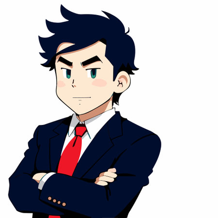Business man cartoon character. Businessman flat design vector illustrationのイラスト素材
