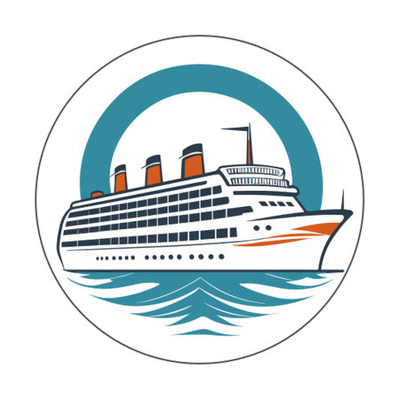 Cruise ship logo design. Ocean liner silhouette icon. Vector illustrationのイラスト素材