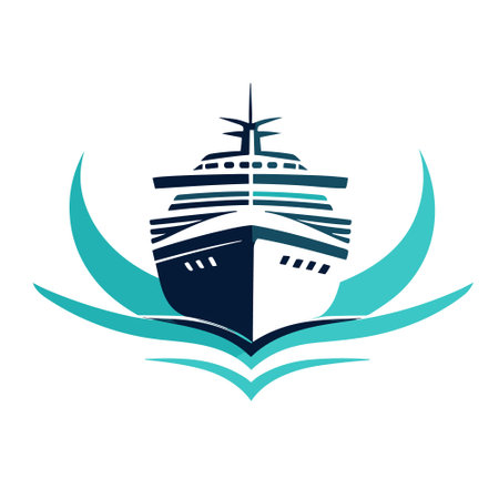 Cruise ship llogo design. Ocean liner icon. Vector illustrationのイラスト素材