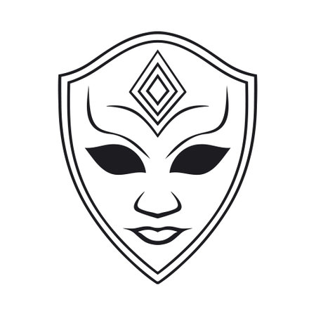 Mask for face character logo. Silhouette mask on white backgroundのイラスト素材