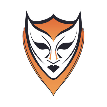 Mask for face character logo. Silhouette mask on white backgroundのイラスト素材