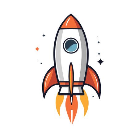 Rocket vector icon, Space ship launch logoのイラスト素材