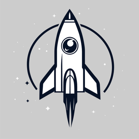 Rocket vector icon, Space ship launch logoのイラスト素材