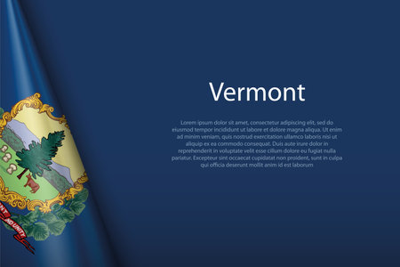 3d flag Vermont, state of United States, isolated on background with copyspaceのイラスト素材