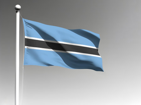 Botswana national flag isolated waving on gray backgroundの写真素材