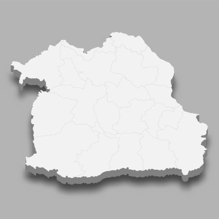 3d isometric map Northeastern Region of Thailand, isolated with shadowのイラスト素材