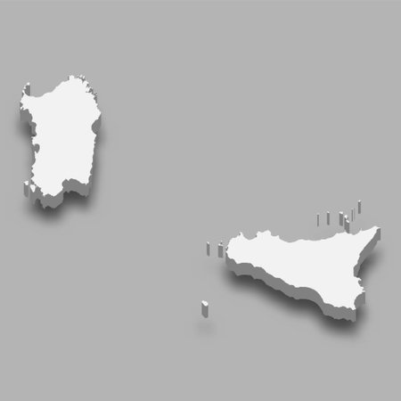 3d isometric map Islands Region of Italy, isolated with shadowのイラスト素材