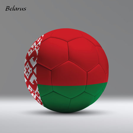 3d realistic soccer ball iwith flag of Belarus on studio background, Football banner templateのイラスト素材
