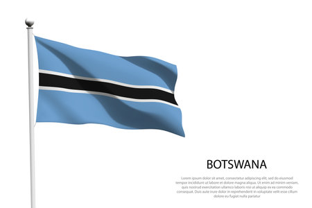 National flag Botswana isolated waving on white backgroundのイラスト素材