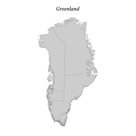 Simple flat Map of Greenland with border districtsのイラスト素材