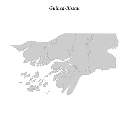 Simple flat Map of Guinea-Bissau with district bordersのイラスト素材
