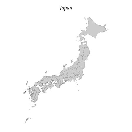 Simple flat Map of Japan with border districtsのイラスト素材