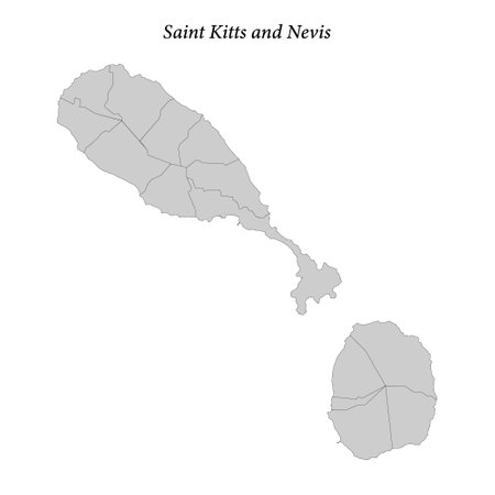 Simple flat Map of Saint Kitts and Nevis with district bordersのイラスト素材