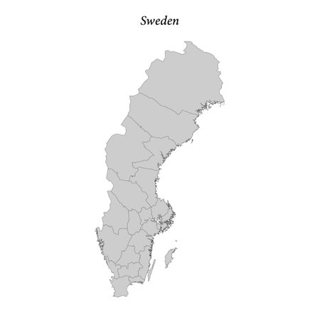 Simple flat Map of Sweden with border districtsのイラスト素材