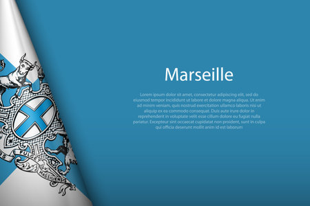 3d flag of Marseille, is a city of France, isolated on background with copyspaceのイラスト素材