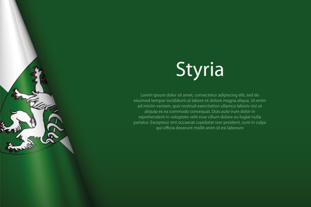 3d flag Styria, state of Austria, isolated on background with copyspaceのイラスト素材