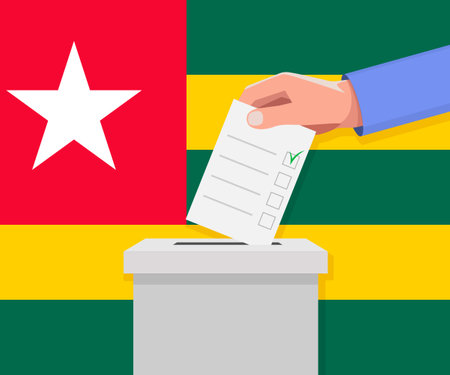 Togo election concept. Hand puts vote bulletin into vote box.のイラスト素材