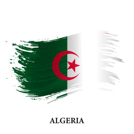 Grunge flag of Algeria, brush stroke vector backgroundのイラスト素材