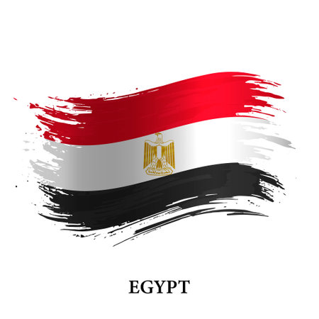 Grunge flag of Egypt, brush stroke vector backgroundのイラスト素材