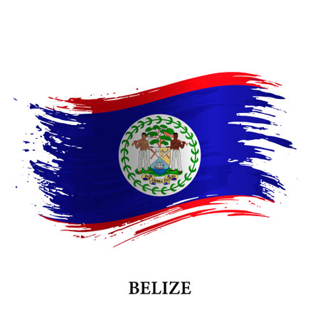 Grunge flag of Belize, brush stroke vector backgroundのイラスト素材
