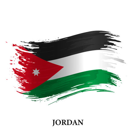 Grunge flag of Jordan, brush stroke vector backgroundのイラスト素材