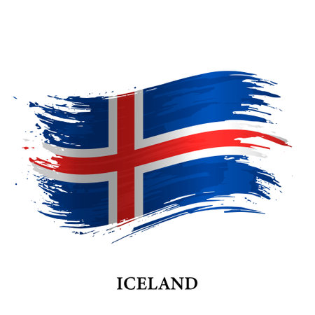 Grunge flag of Iceland, brush stroke vector backgroundのイラスト素材