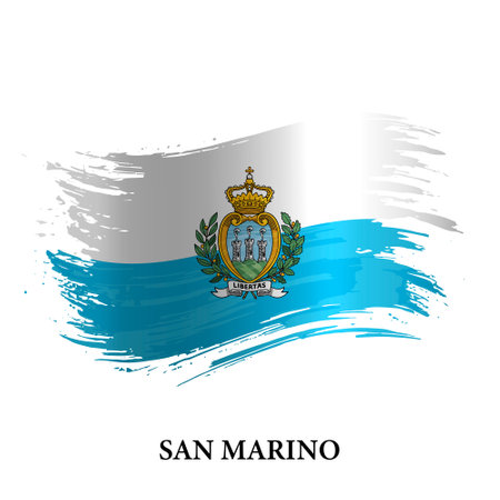 Grunge flag of San Marino, brush stroke vector backgroundのイラスト素材
