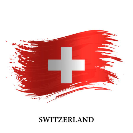 Grunge flag of Switzerland, brush stroke vector backgroundのイラスト素材
