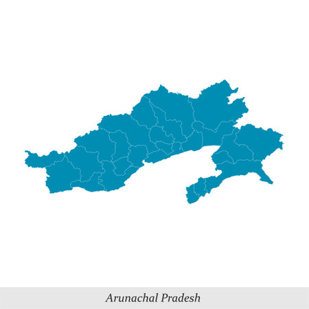map of Arunachal Pradesh is a state of India with borders districtsのイラスト素材