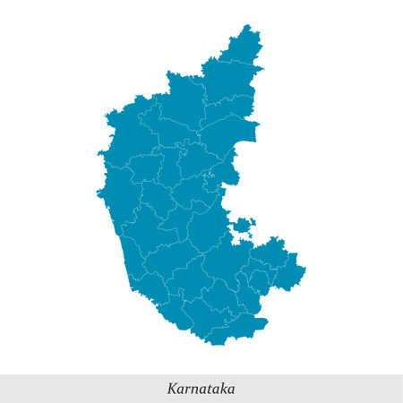 map of Karnataka is a state of India with borders districtsのイラスト素材
