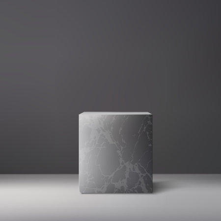 Empty gray studio room with blank podium. Template for Object Presentation.のイラスト素材