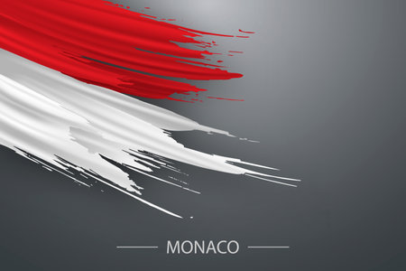 3d grunge brush stroke flag of Monaco, Template poster designのイラスト素材