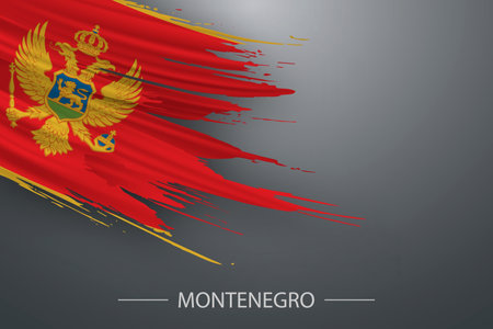 3d grunge brush stroke flag of Montenegro, Template poster designのイラスト素材