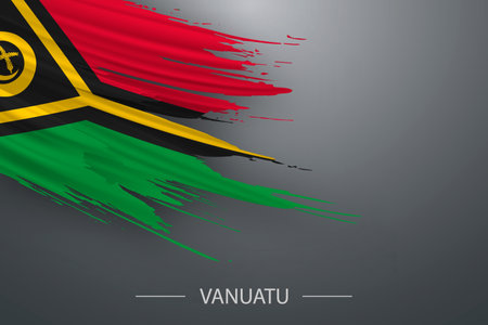 3d grunge brush stroke flag of Vanuatu, Template poster designのイラスト素材