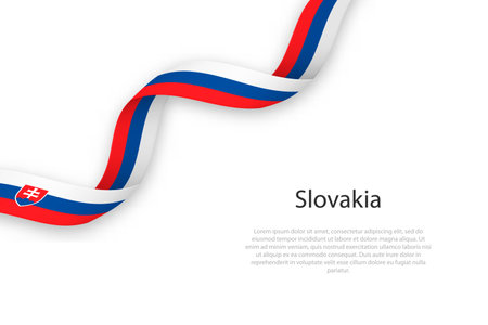 Waving ribbon with flag of Slovakia. Template for independence day poster designのイラスト素材