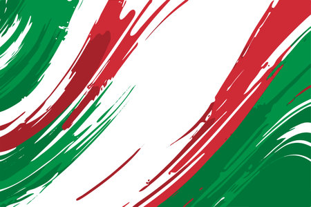 Vibrant abstract painting emulating the Italy flag with energetic red, green, and white brush strokesのイラスト素材