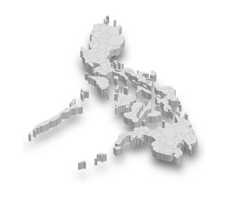 3d Philippines white map with regions isolated on white backgroundのイラスト素材