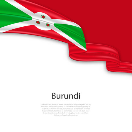 Waving ribbon with flag of Burundi. Template for independence day poster designのイラスト素材