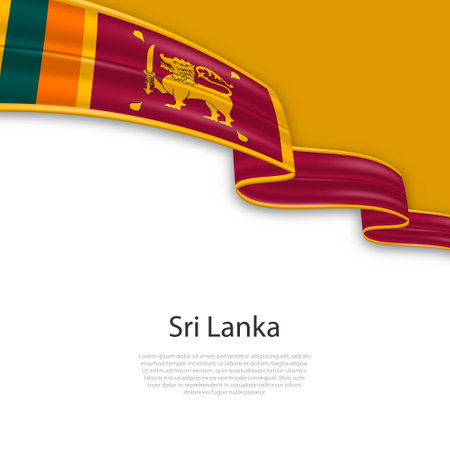 Waving ribbon with flag of Sri Lanka. Template for independence day poster designのイラスト素材