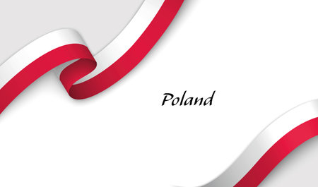Curved ribbon with fllag of Poland on white background with copyspaceのイラスト素材