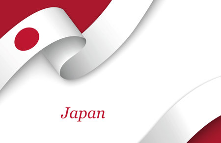 Curved ribbon with fllag of Japan on white background with copyspaceのイラスト素材