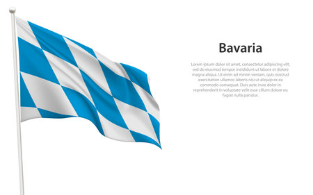 Isolated waving flag of Bavaria is a state Germany on white background.のイラスト素材